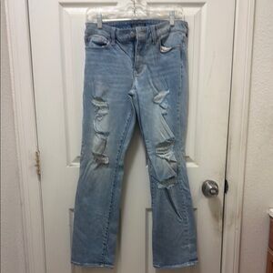 Lucky Brand Blue Straight Leg Jeans with Distressed Details